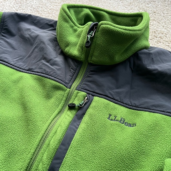 L.L. Bean Men’s Fleece Jacket XL Full Zip Polartec Outdoor Hiking Green Gray - Picture 8 of 8